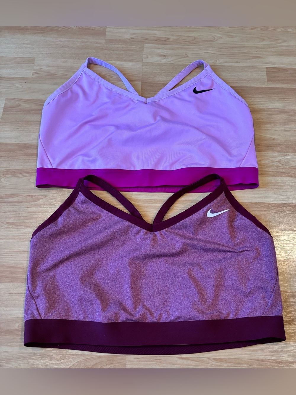Nike Light Pink & Plum Athletic Sports Bras
